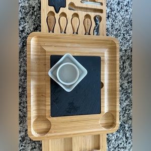 Bamboo Cheese Board Gift Set Extra-Large Wooden Charcuterie Meat Serving Tray